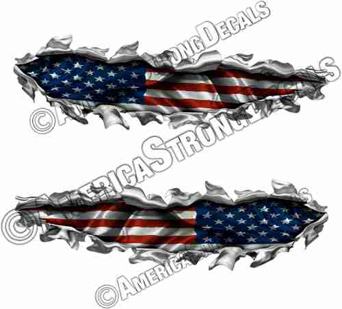 thumbnail image 2 of US Flag Ripped Metal Car Vinyl Side Wrap, American Flag Car Vinyl... 2 of 12